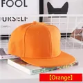 Solid orange flat brim snapback hat in premium twill cotton for hip hop street style - M (56-58cm) / Orange