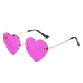 Gafas de sol de corazón sin montura en degradado rosa y púrpura con grabado de rayo - Montura Dorada Lente Rosa Rojo