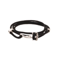 Detail of black nautical rope bracelet featuring a silver anchor-shaped metal fastener - Hammerhead Shark / Black