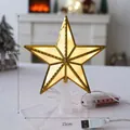 Estrella para árbol de Navidad dorada de 18cm con luces LED y modo de alimentación dual - Copa de árbol luminosa dorada