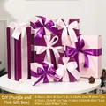 Set di 7 scatole regalo viola e rosa con nastri di raso per decorazioni natalizie - Set da 7 Pezzi DIY (Viola e Rosa)