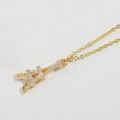 Elegante goldene Halskette mit Eiffelturm-Anhänger und weißen Zirkonia-Steinen - Eiffelturm
