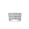 Silver hip hop teeth grills set with full pave cubic zirconia stones on white background - Silver (Top And Bottom)