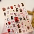 Adesivi per unghie Halloween gotici M-1244 con sangue metallico dorato e disegni di bambole - Stile Oro Rosa Scuro (M1244)