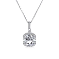 S925 sterling silver necklace with large rectangular cubic zirconia halo pendant - 925 Silver / White Zirconia Style (DY190339-S-W-WH)