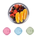 Round glass lunch box set with colorful pink blue green lids and fresh fruit inside - Round 660ml