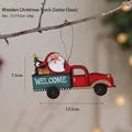 Camioncino di Natale vintage in legno rosso con Babbo Natale e scritta Welcome 13,5x7,5cm - Auto di Natale in Legno Stile H (Babbo Natale)