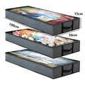 Three deep grey non-woven underbed storage bags with clear windows measuring 100x50x15cm - 100x50x15cm / H-type Handle / Dark Gray