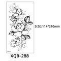 Black and white floral temporary tattoo sticker XQB-288 with flowers and letters - Simple Black and White Floral (XQB-288)