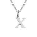 Minimalist silver titanium steel chain necklace featuring a bold letter X initial pendant - Letter X / Silver