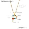 Golden letter P pendant necklace featuring vibrant multi-colored micro-pave cubic zirconia - Letter P