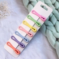 Set of 7 matte candy-colored geometric BB hair clips in pink green yellow and purple - Macaron Color Figure-8 Hair Clips 7Pcs Set (8#)