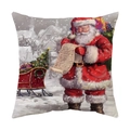 Christmas pillowcase featuring Santa Claus with gift sleigh in a snowy scene - Santa Claus with Red Scroll