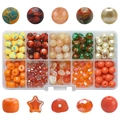 DIY jewelry kit with 10-compartment storage box filled with colorful assorted beads - 200Pcs/Box / Orange Yellow Series