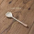 Handcrafted rustic ceramic soup spoon with speckled glaze and bicolor handle 16.5cm - Stoneware Spoon