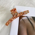 Minimalist amber tortoise shell acetate hair claw clip with cutout crisscross design - Long Bar Clip