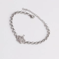 Bracciale a corona argento con micro-pavé di zirconi e catena a maglie regolabile - Ciondolo Corona / Argento
