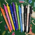 Set of 11 colorful retractable gel pens with humorous snarky quotes on matte barrels - 11Pcs Colorful Sarcasm Slogan Series