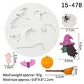 Halloween silicone mold with pumpkin, ghost, and bat shapes for cake decoration - 2# Witch Bat Ghost Style (15-478) / Gray