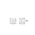 Radiant cut square zircon stud earrings in 925 sterling silver with four-prong setting - 6mm / White Zirconia