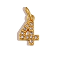 Macro detail of gold-plated number 4 pendant with pavé set white cubic zirconia stones - Number 4 / Gold