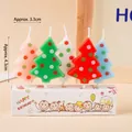 Set of 5 colorful Christmas tree shaped polka dot candles for holiday cake decoration - Colorful Tree 5Pcs
