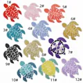 Macro detail of 12 colorful turtle embroidery patches for DIY clothing decoration - 12Pcs Multicolor Set