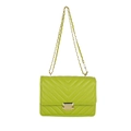 Sac bandoulière vert fluo matelassé avec chaîne dorée et fermoir carré en métal - Vert