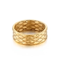 Anillo vintage de acero inoxidable dorado para hombre con patrón de rombos cruzados - US 6 / Dorado