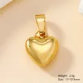 Polished 3D gold heart pendant made of stainless steel measuring 11x12x5mm - Polished Heart-93