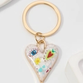 Bunter Herz-Schlüsselanhänger mit Augen und Blumenmustern auf weißem Hintergrund - Böser Blick Blumenmuster (Stil Eins)