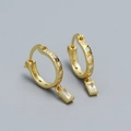 Elegantes aros de plata S925 dorada con estrella de circón y colgante rectangular - Plata 925 / Dorado
