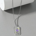 Silver Tarot Lovers pendant necklace featuring mystical moon and purple heart patterns - LOVERS