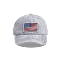 Light blue washed denim baseball cap with American flag embroidery and vintage distressed look - US Flag Pattern - Kids Baseball Cap