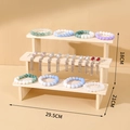 3-tier solid wood jewelry display stand with dimensions of 29.5 x 21 x 18 cm - 3-Tier Ladder Stand / Natural Wood Color