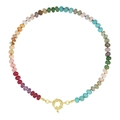 Detailed close-up of Bohemian gemstone bead necklace with gold round spring clasp - Style 1 / 6mm