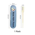 Manual nose hair razor set in cream white with a blue translucent storage box - 1PC (with Storage Box)