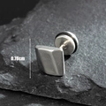 Retro geometric square stainless steel stud earring with matte brushed finish and size label - Minimalist Geometric Square Brushed Stud Earrings (S386)