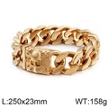 Pulsera para hombre de acero inoxidable dorado con calavera y cadena gruesa de 23mm - Dorado