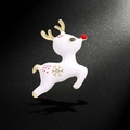 Exquisite white enamel reindeer brooch with golden antlers and red nose for Christmas - White Enamel Reindeer
