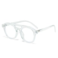 Retro double-bridge sunglasses with a transparent full frame and vintage round lenses - Transparent Green Frame Anti-Blue Light Glasses