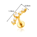 Gouden rvs labret piercing met marquise en ronde zirkoon in 1,18 cm lengte - Boog Cluster Stijl (0196-3#) / Goud