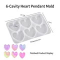 Moule silicone 6 cavités cœur 11,7x7,7cm pour pendentifs en résine époxy DIY - 6 Cœurs Reliés