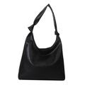 Sac hobo minimaliste en cuir PU mat noir avec détails de nœuds sur la bandoulière - Noir