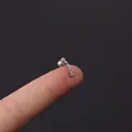 Piercing d'oreille courbé en acier inoxydable 16G argenté avec zircons clairs - Style de Rangée de CZ Courbe Argent (354-5#S) / Argenté
