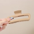 Large matte nude rectangle hair claw clip for thick hair with a secure grip finish - Matte Oval Khaki-13cm