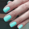Short square press-on nails in glossy mint green with a high-shine mirror finish - Mint Green / Tiffany Blue (CW525)