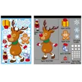Christmas window sticker set featuring reindeer and nutcracker with size dimensions - BQ165 Christmas Reindeer
