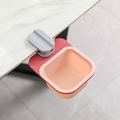 Pink and beige rotating desk-side mini trash bin with grey clamp on marble table - Red Pink / Clamp Style