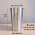 Large aluminum flower bucket 32cm height brushed metal texture for floral arrangement - Round Aluminum Bucket (Large)
